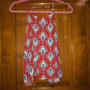 Forever 21 low back red patterned tank top